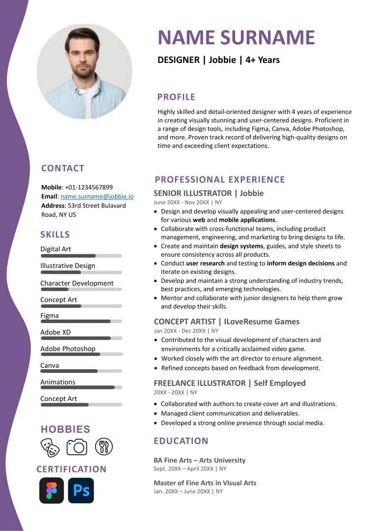 Jobbie resume overview interface