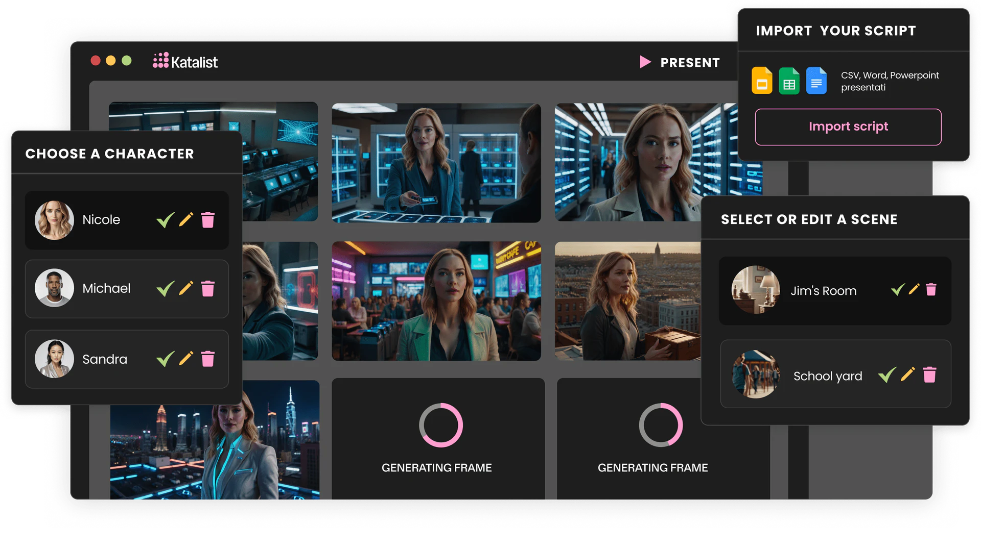 Katalist storyboard AI feature demonstration