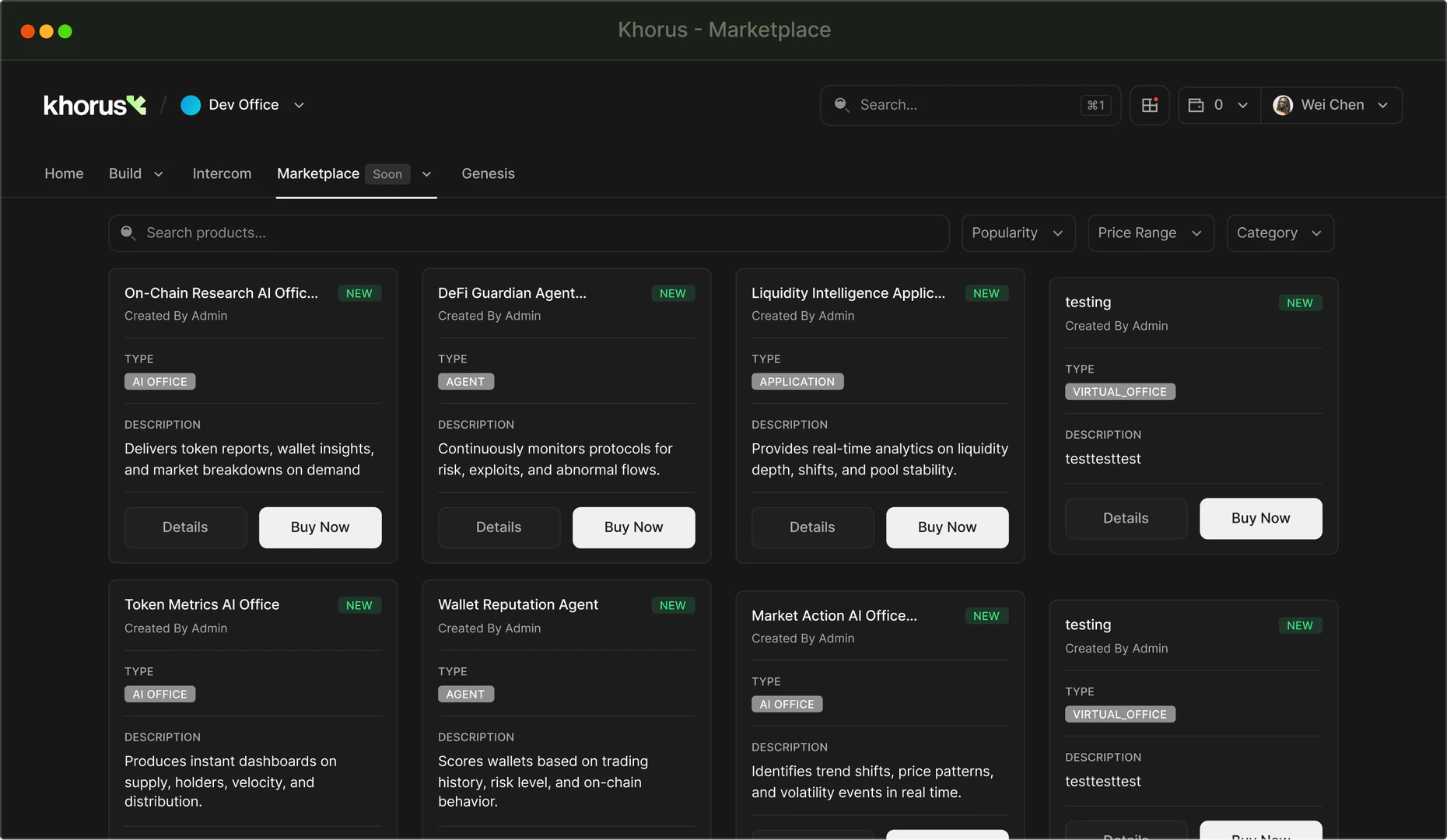 Khorus use case example for listing and selling on the marketplace