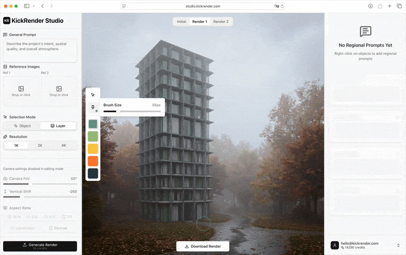 KickRender refine with precision step