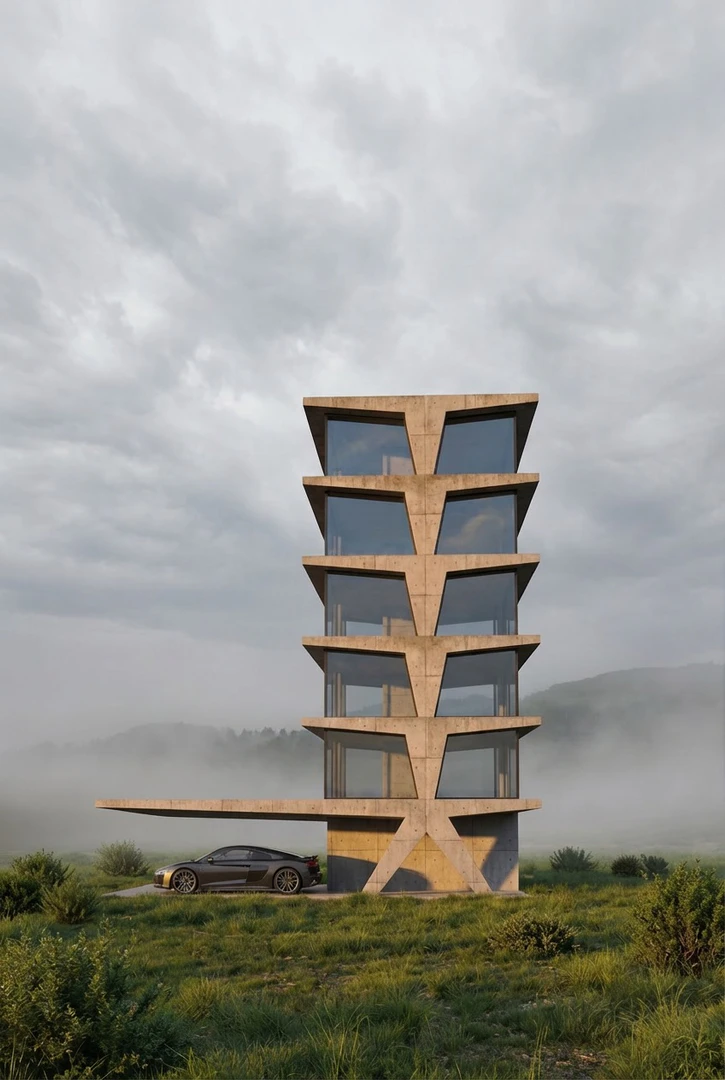 KickRender contemporary residential exterior AI architectural render