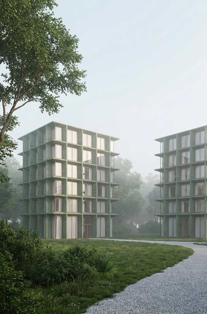 KickRender modern building facade visualization with AI rendering