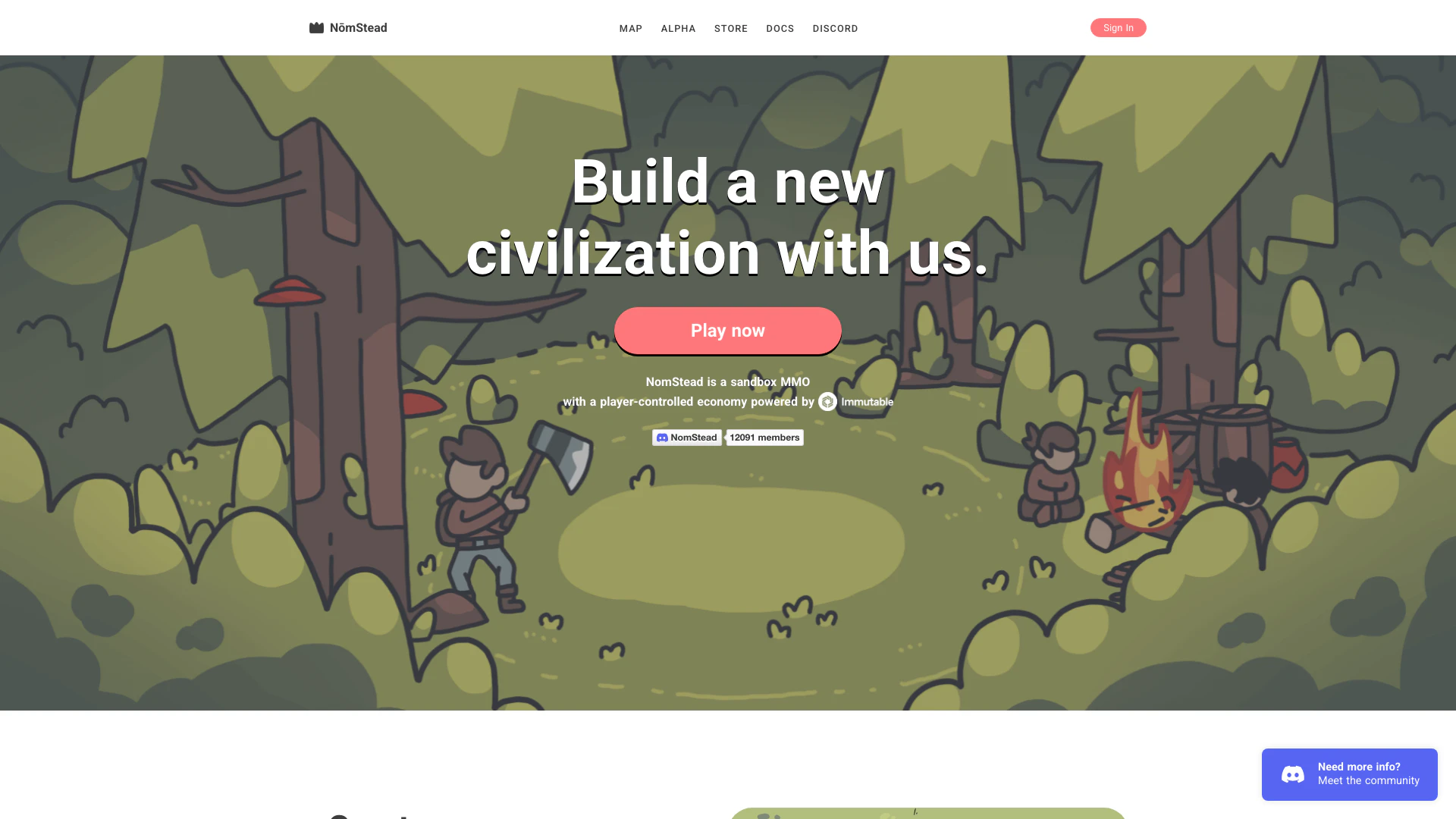 Kingdom website screenshot showing NomStead interface and features