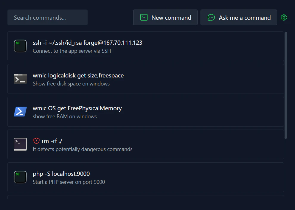 Komandi product interface overview