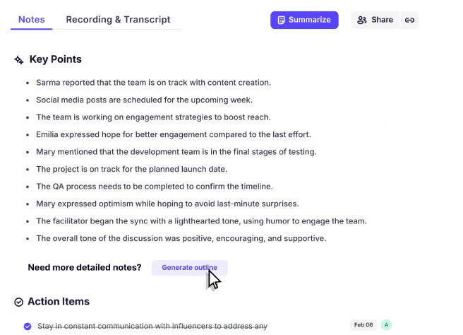 Krisp AI Meeting Notes feature demonstration