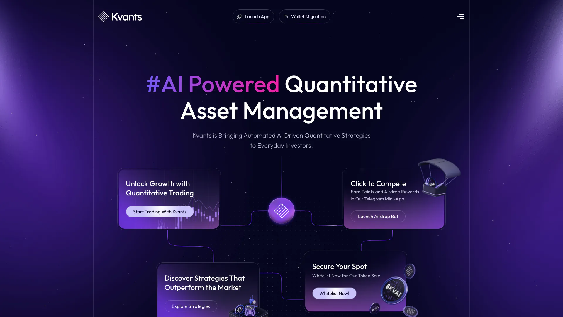 Kvantsai website screenshot showing -- interface and features