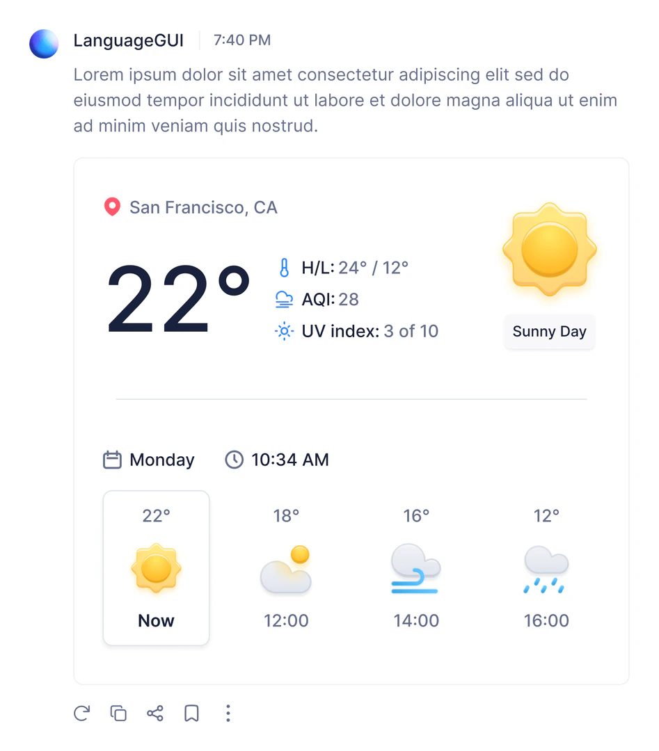 LanguageGUI real application scenario for weather updates
