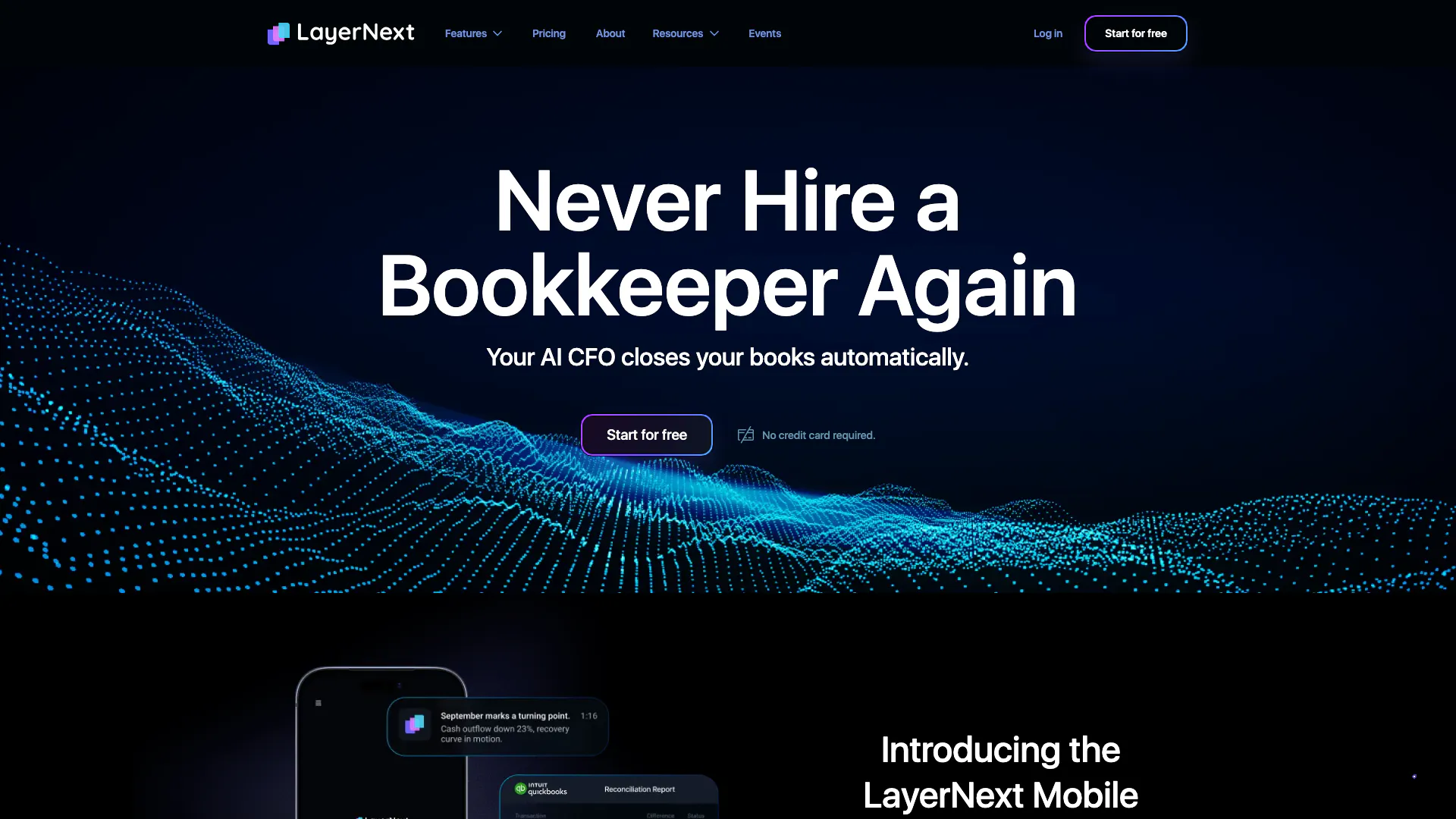 Layernextai website screenshot showing -- interface and features