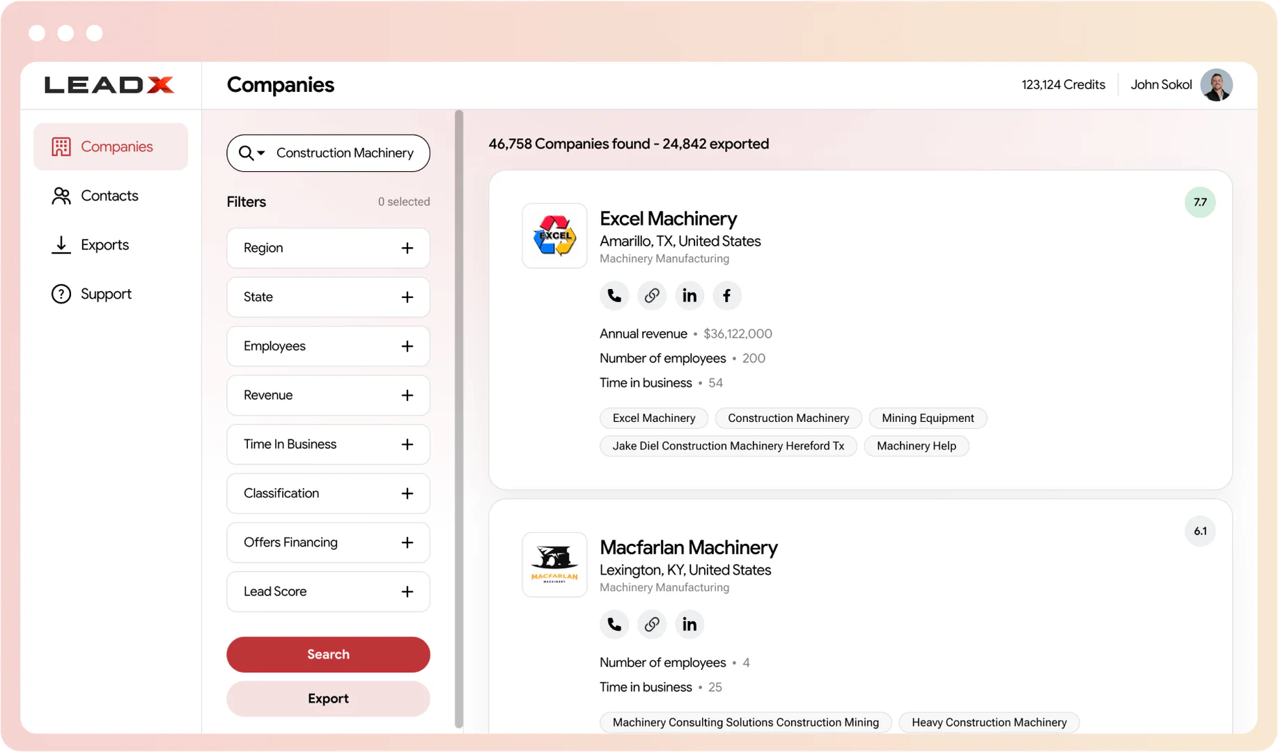 LeadX interface showing features and capabilities