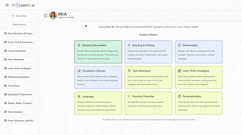 Learnqai Mia AI tutor features