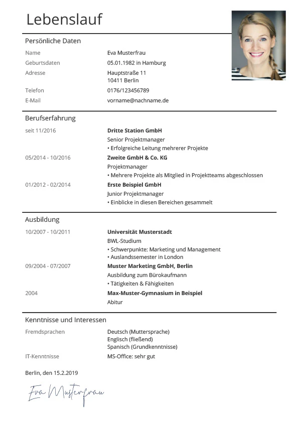 Lebenslauf classic template