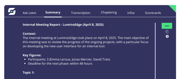 Leexi feature demonstration