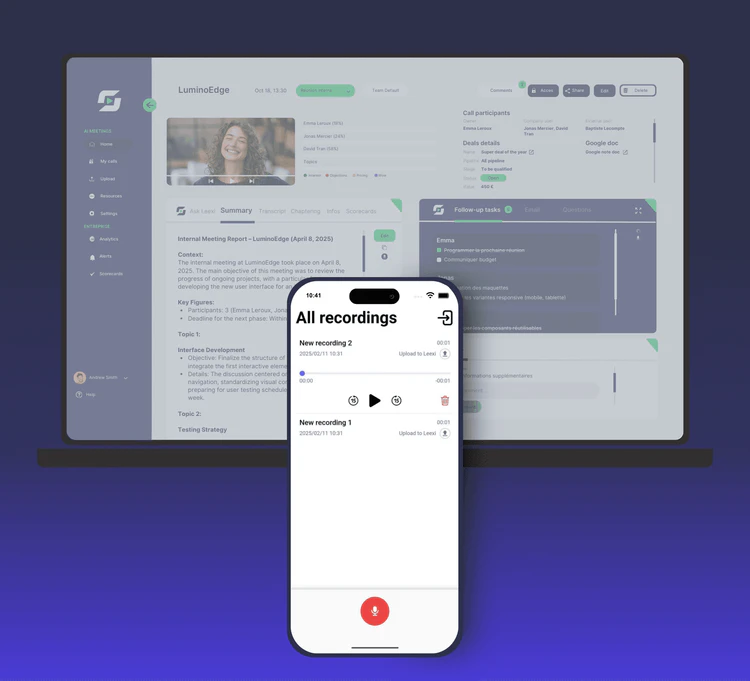 Leexi mobile app for in-person meetings