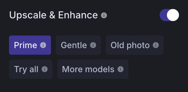 LetsEnhance enhancement type selection