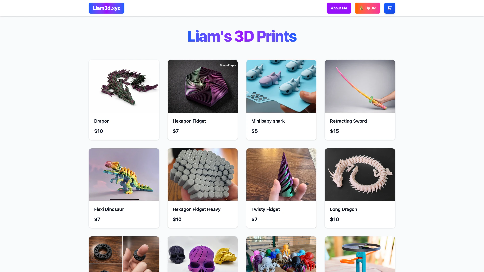 Liam3d website screenshot showing Liam3d ofrece servicios de impresión 3D ... interface and features