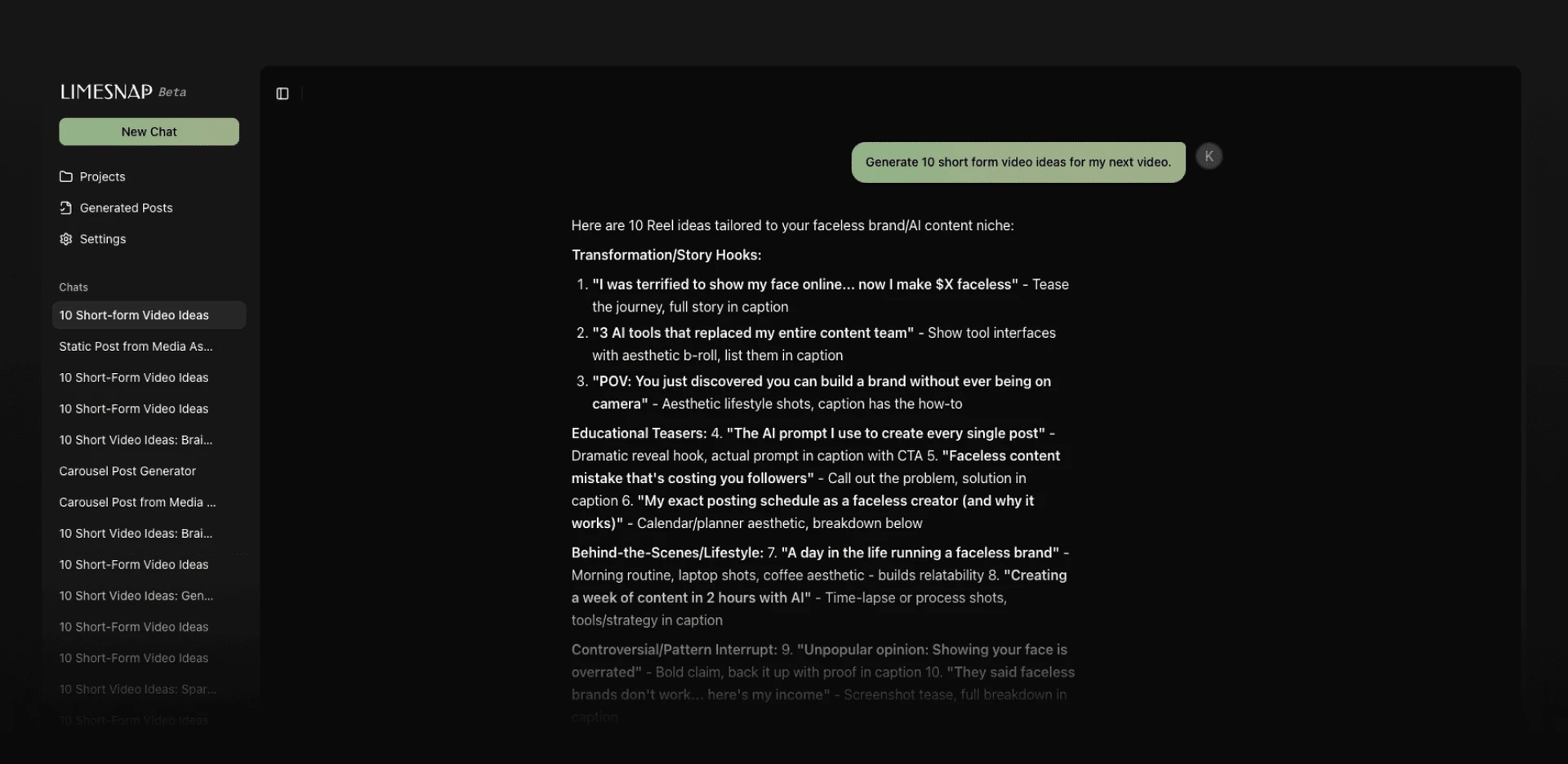 Finding content ideas with Limesnap