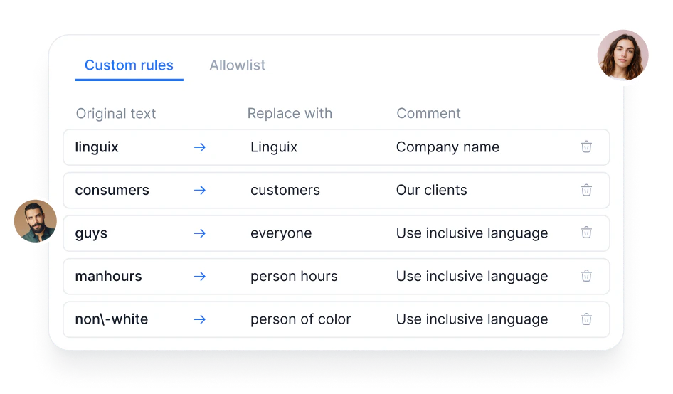 Linguix shortcuts feature demonstration