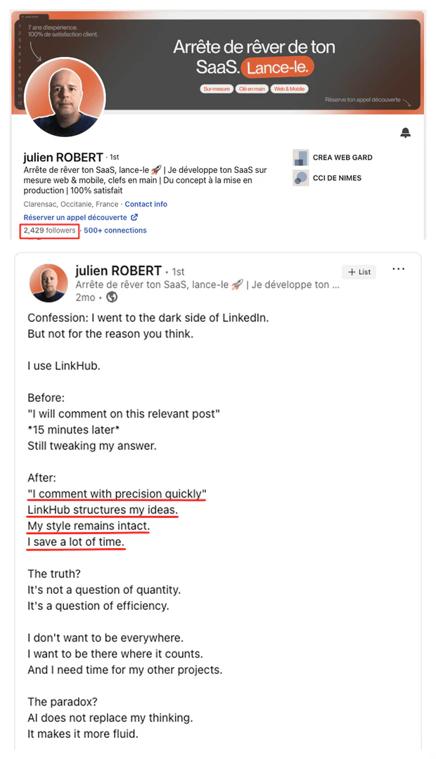 LinkHub feature demonstration for personalized feeds