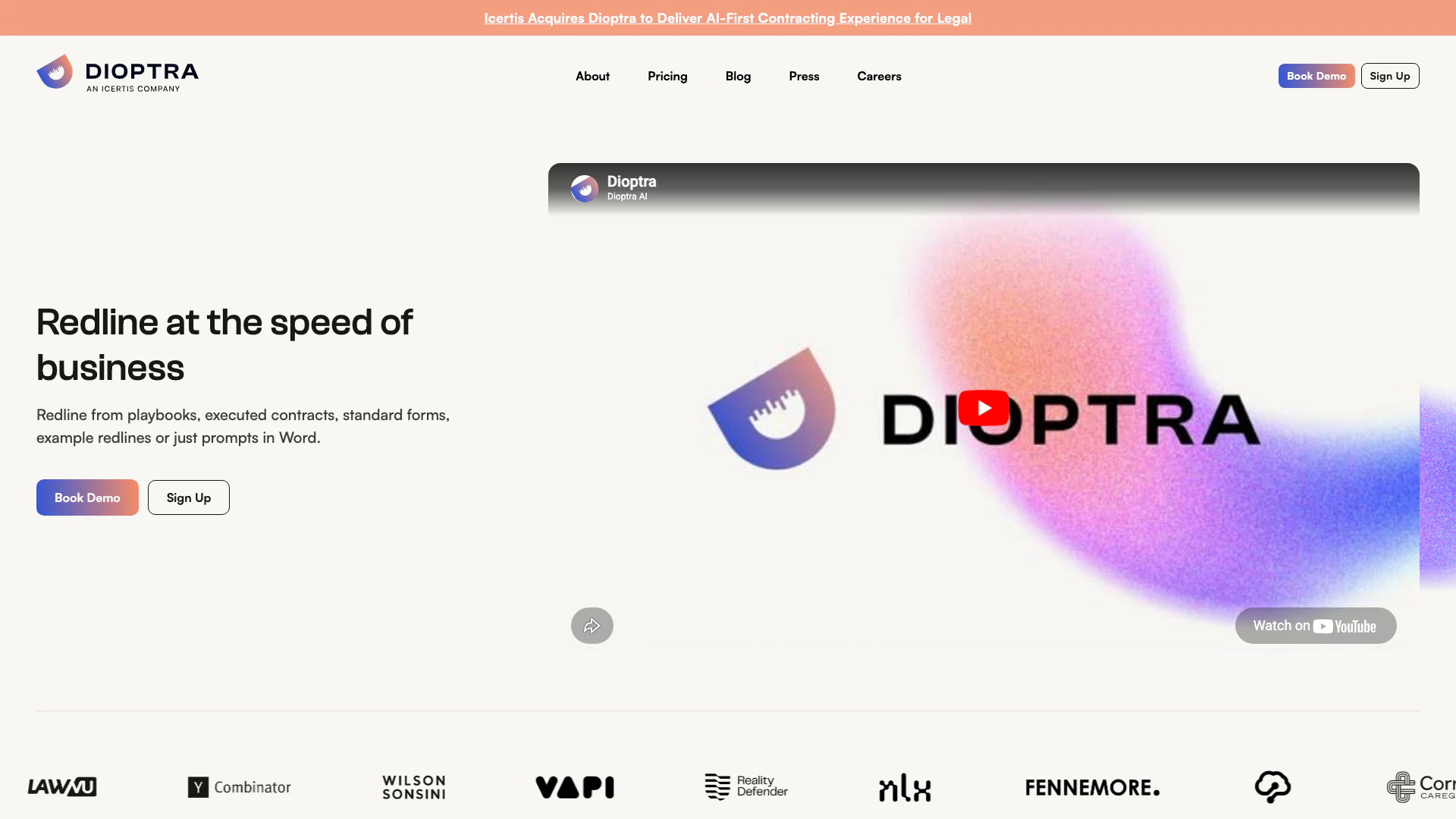Llm Sandbox By Dioptra website screenshot showing Dioptra AI | The Most Accurate AI Contra... interface and features