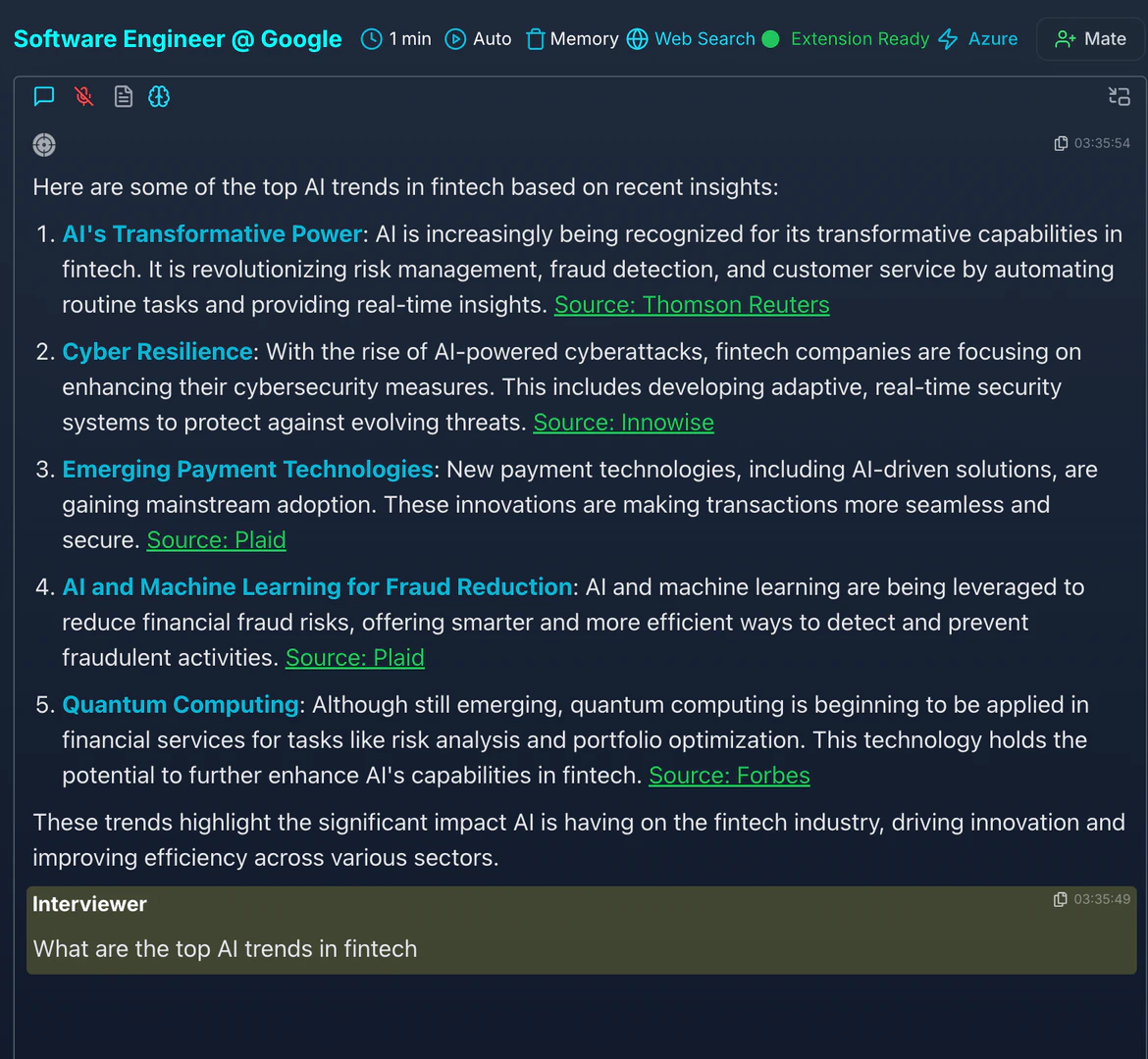 LockedIn AI interview copilot web search tool
