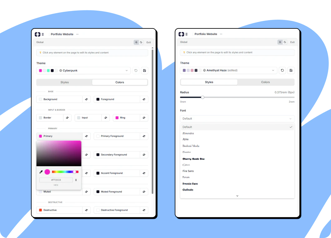 Macaly global styles feature