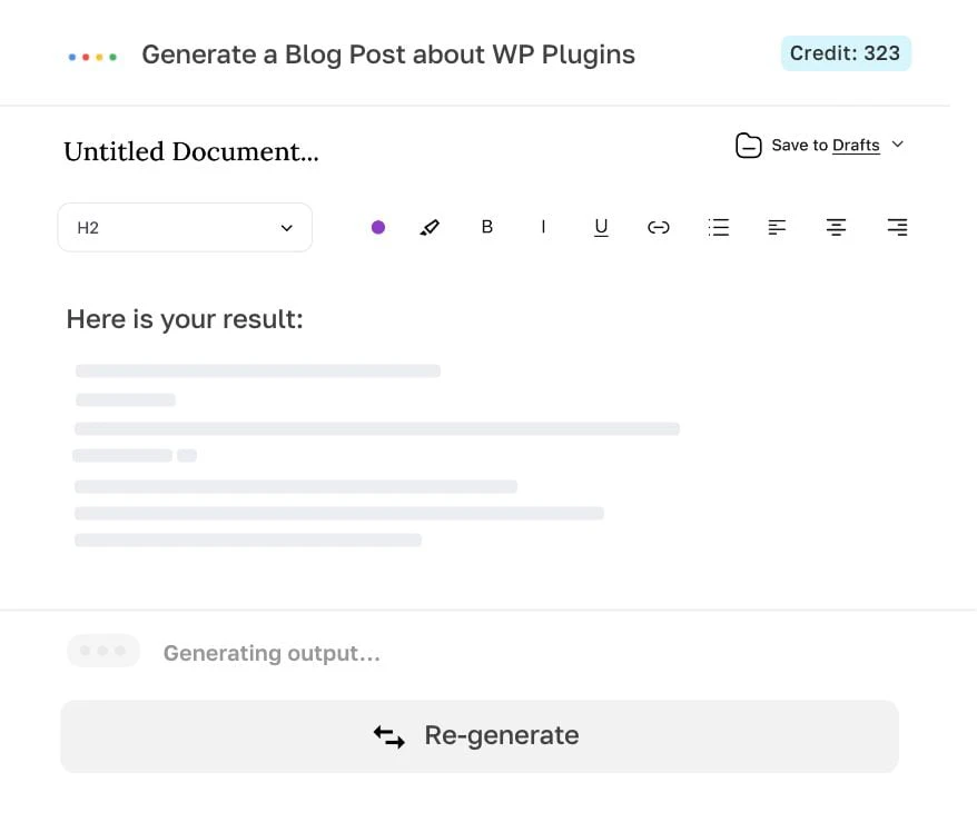 Magicley AI text generator interface