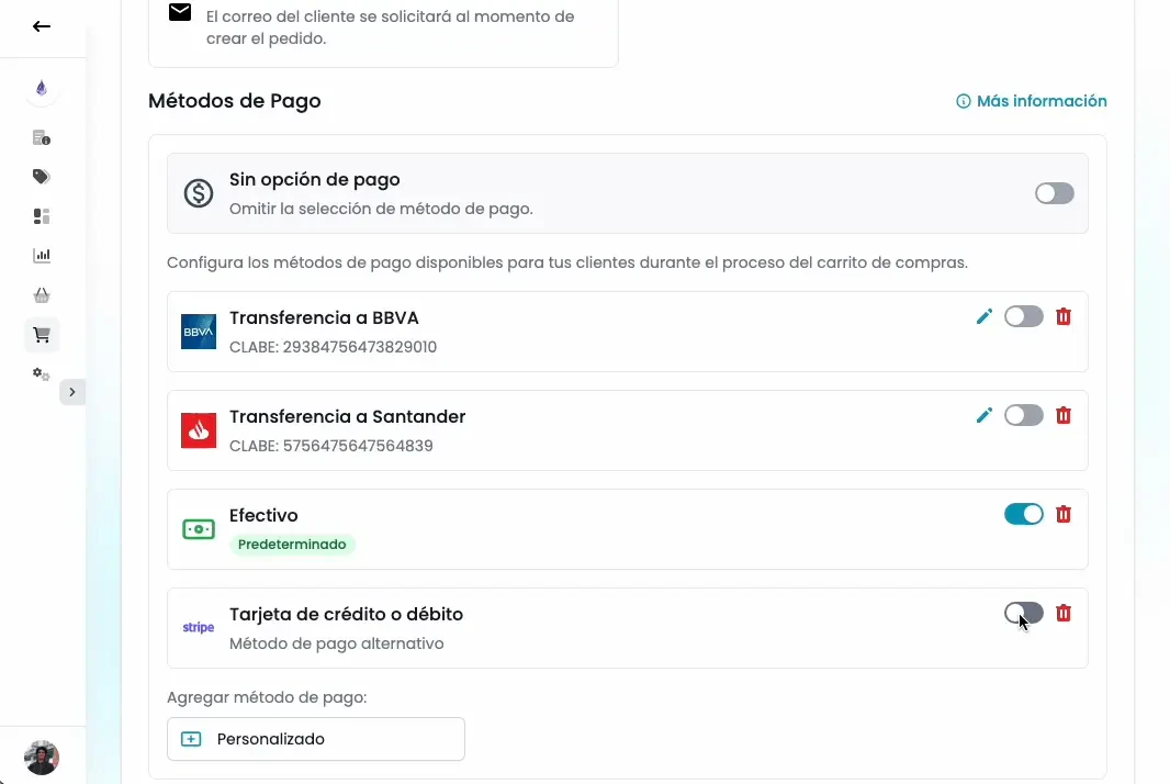 Mareaalcalina payment methods overview