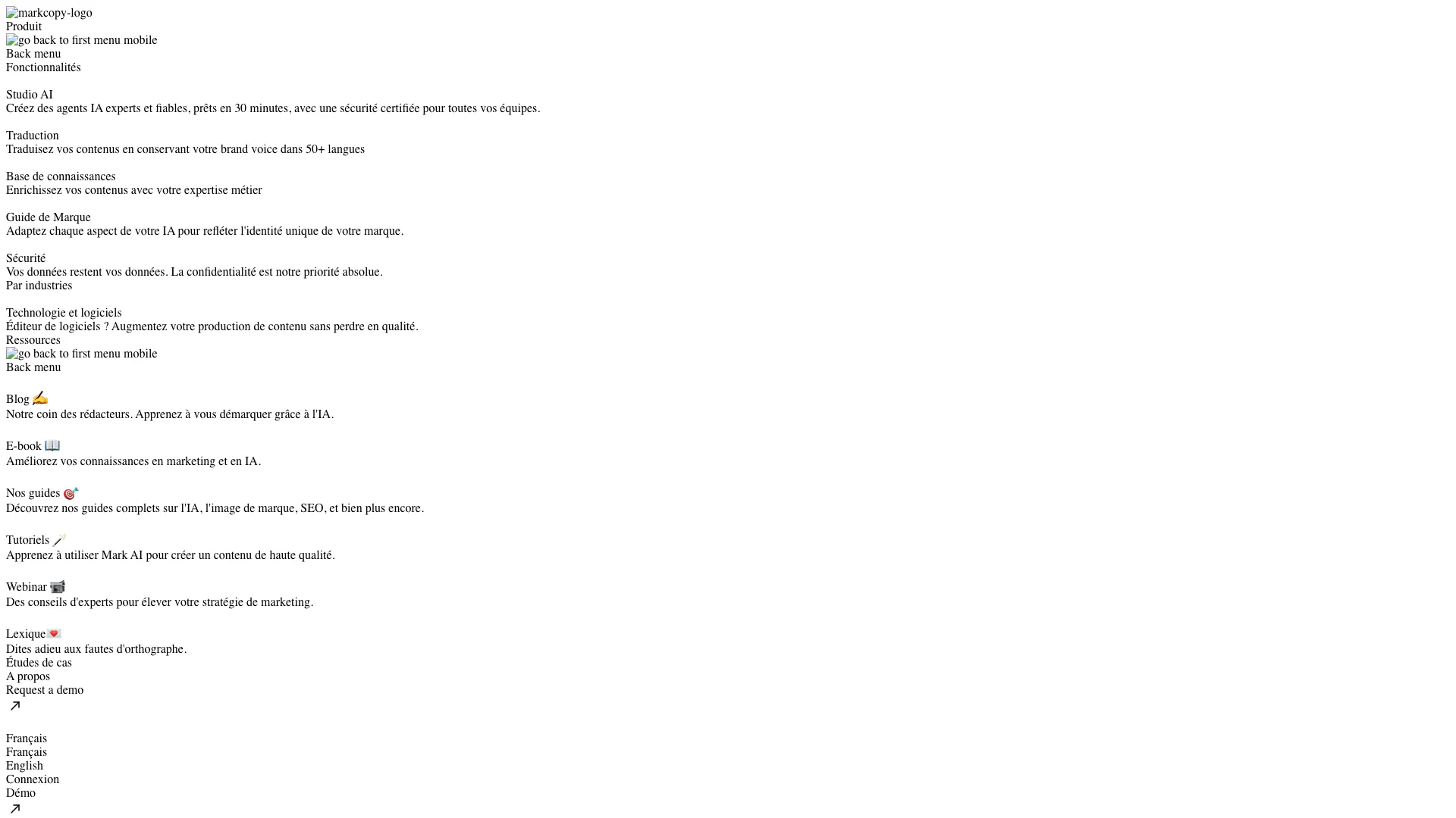 Mark Copy Ai website screenshot showing Experimenta el poder de la IA personaliz... interface and features
