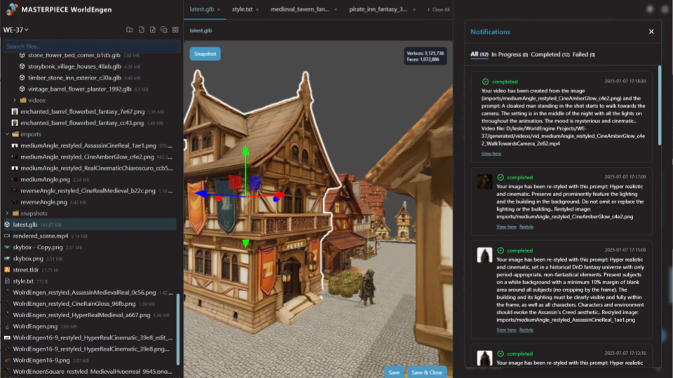 MasterpieceVR WorldEngen AI 3D production