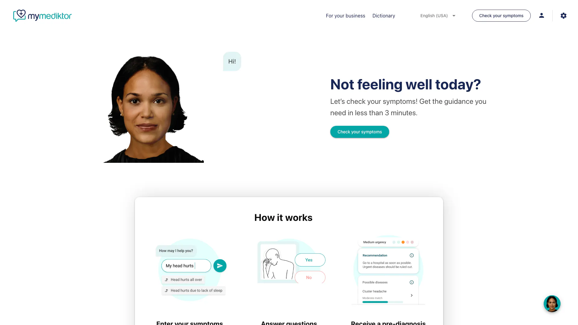 Mediktor website screenshot showing -- interface and features