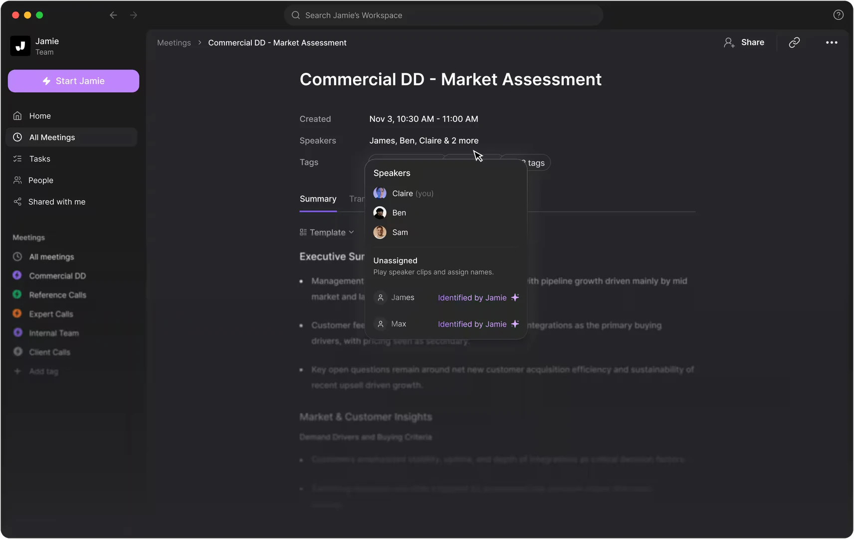 Meetjamieai speaker recognition feature demonstration