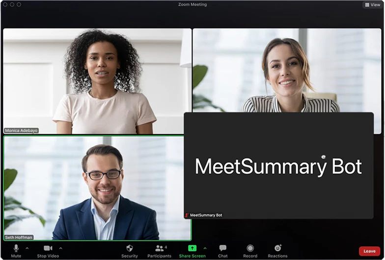 MeetSummary bot listening during a meeting