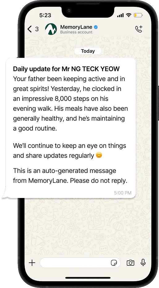 MemoryLane use case example showing Geni providing companionship