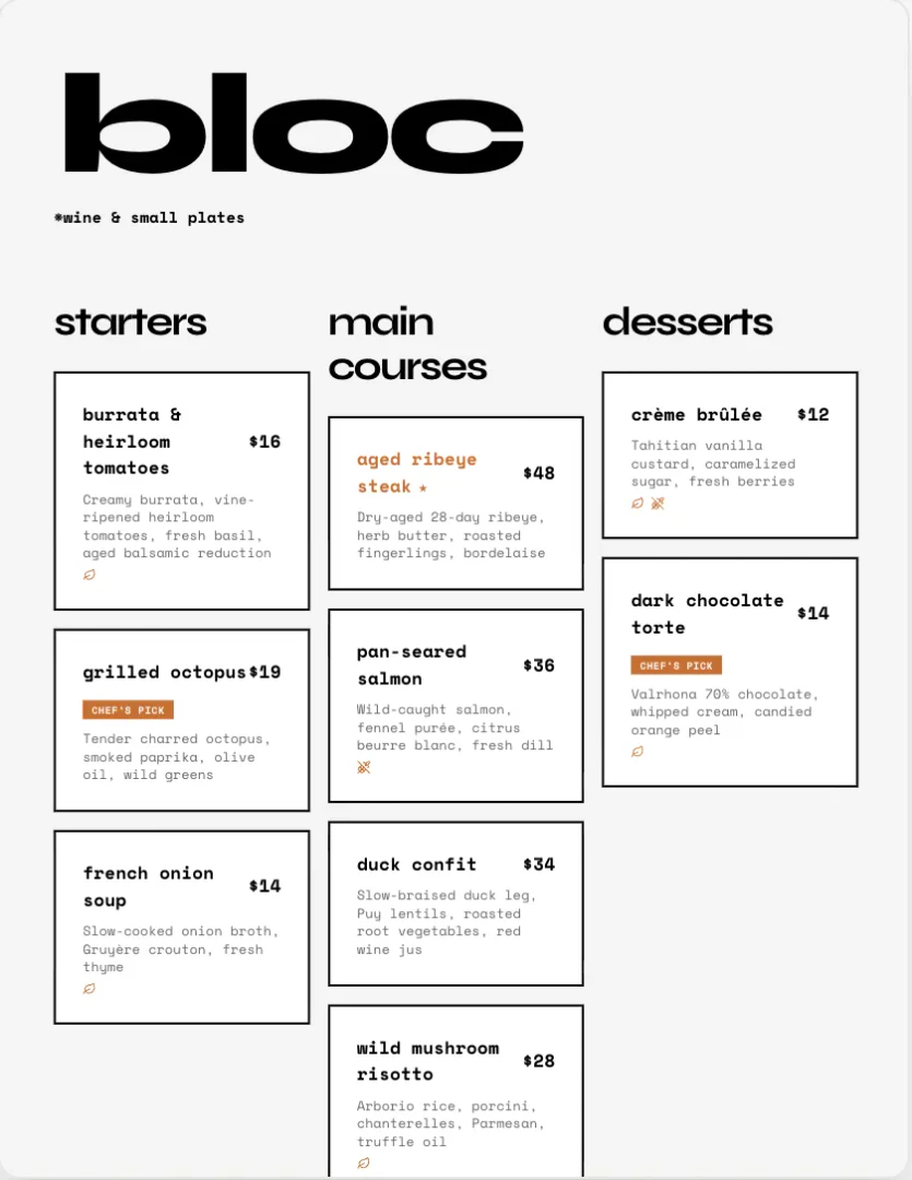 Menusquared operation interface for selecting templates