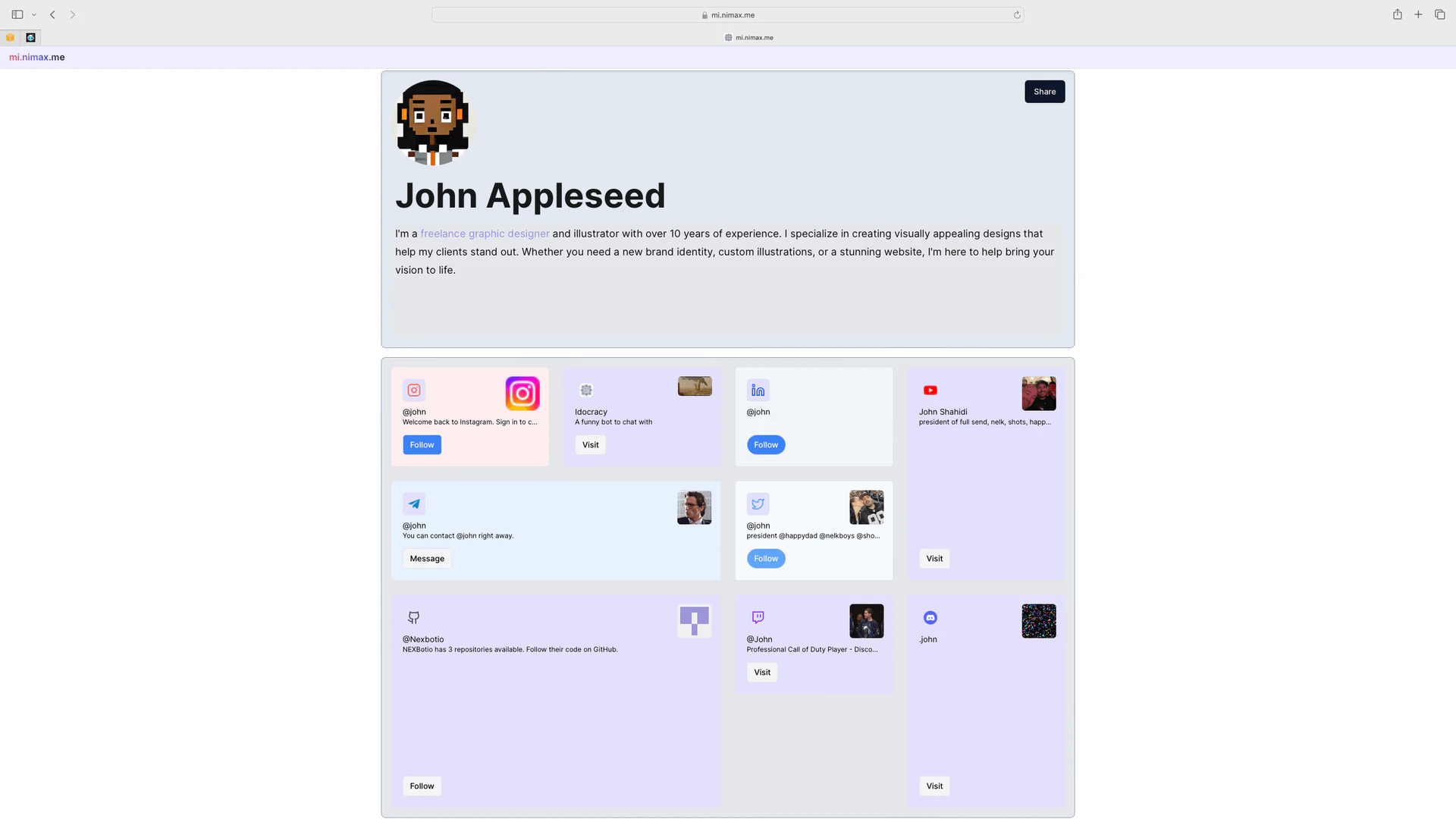 Mi product overview interface