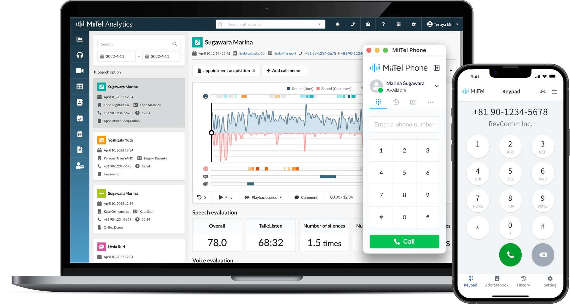 MiiTel product overview with analytics features