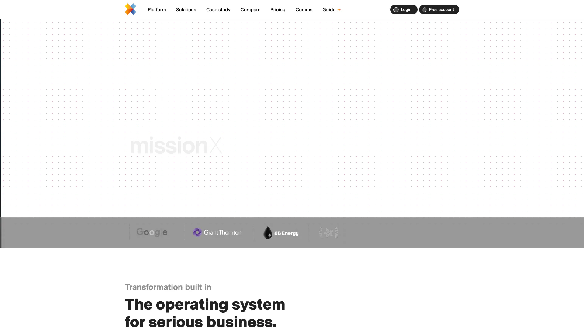 Mission X website screenshot showing The world’s most advanced next-gen proje... interface and features