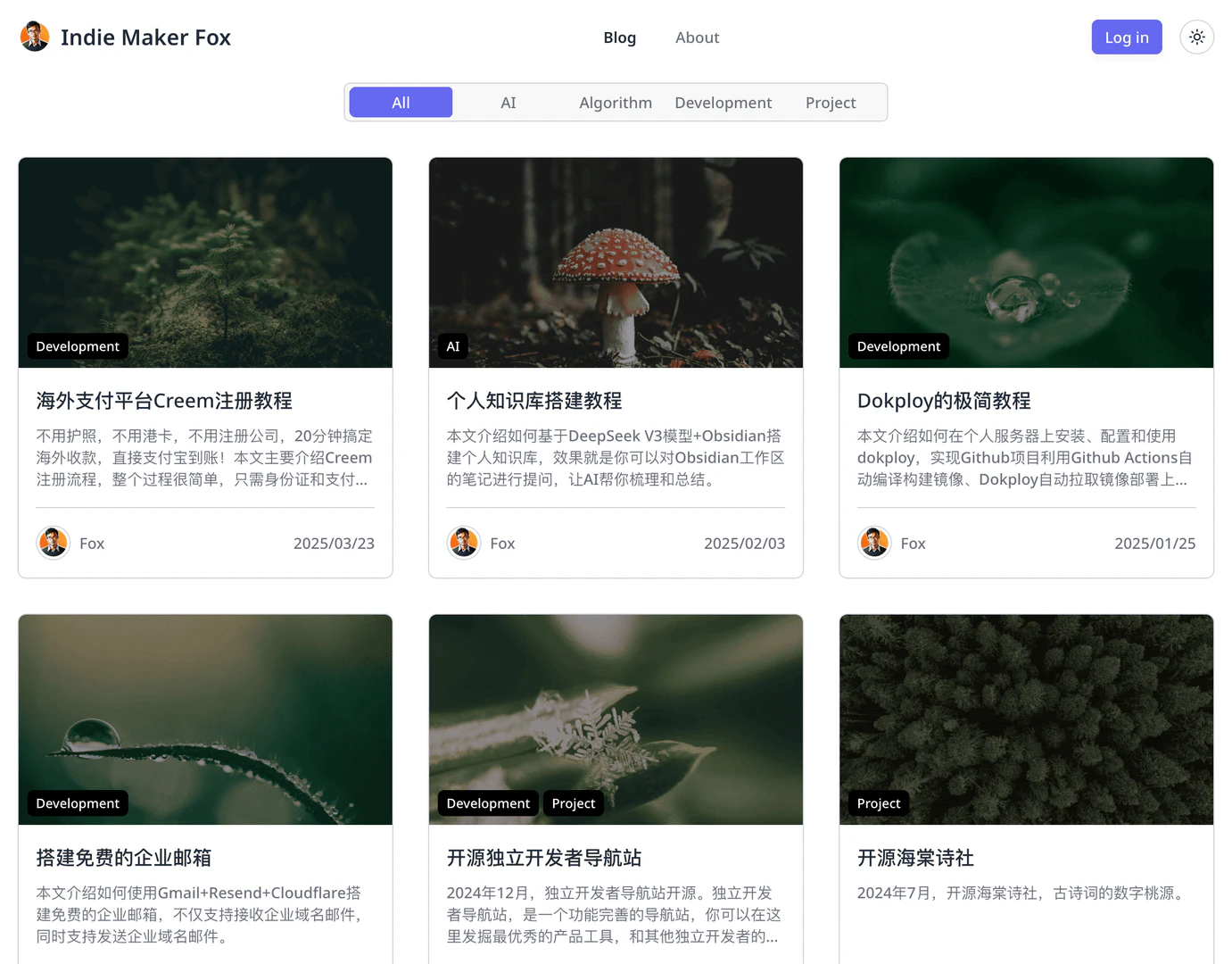 MkSaaS blog website example