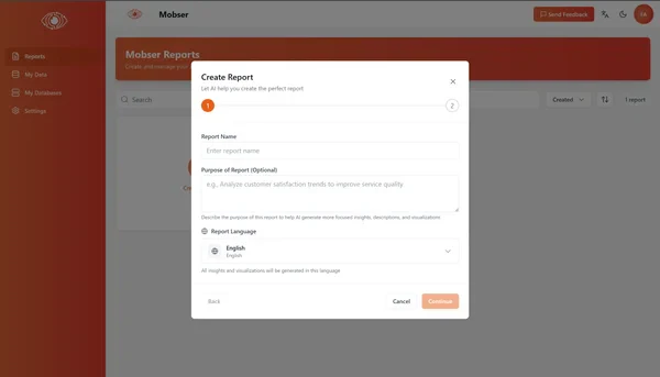 Mobser report creation feature demonstration
