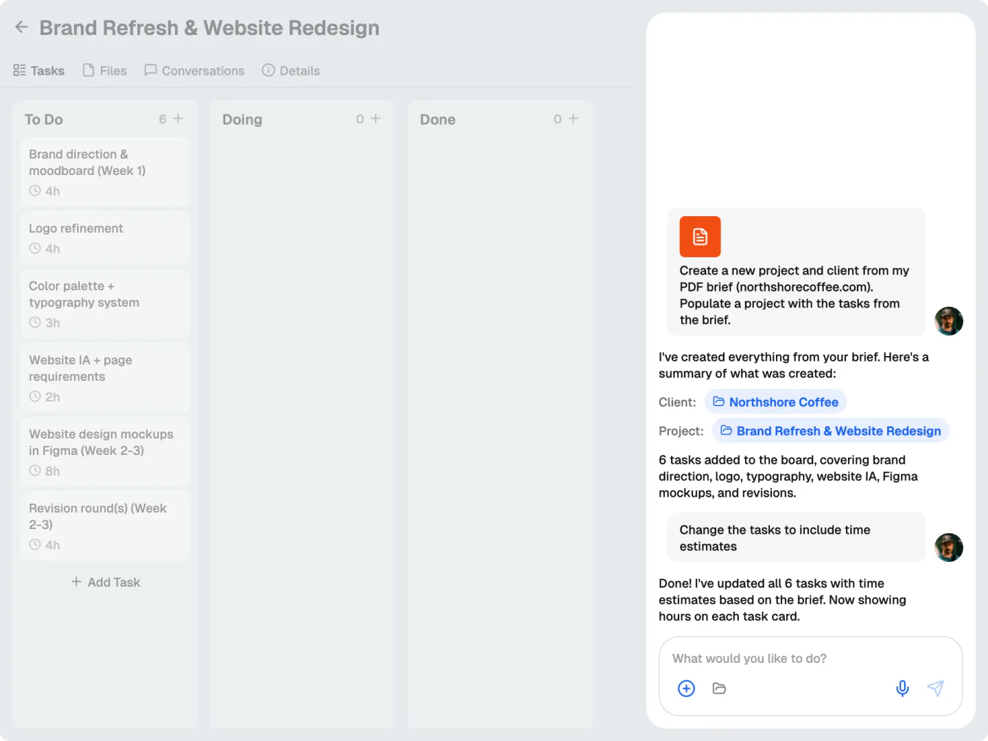 MonoDesk AI Agent handling admin tasks