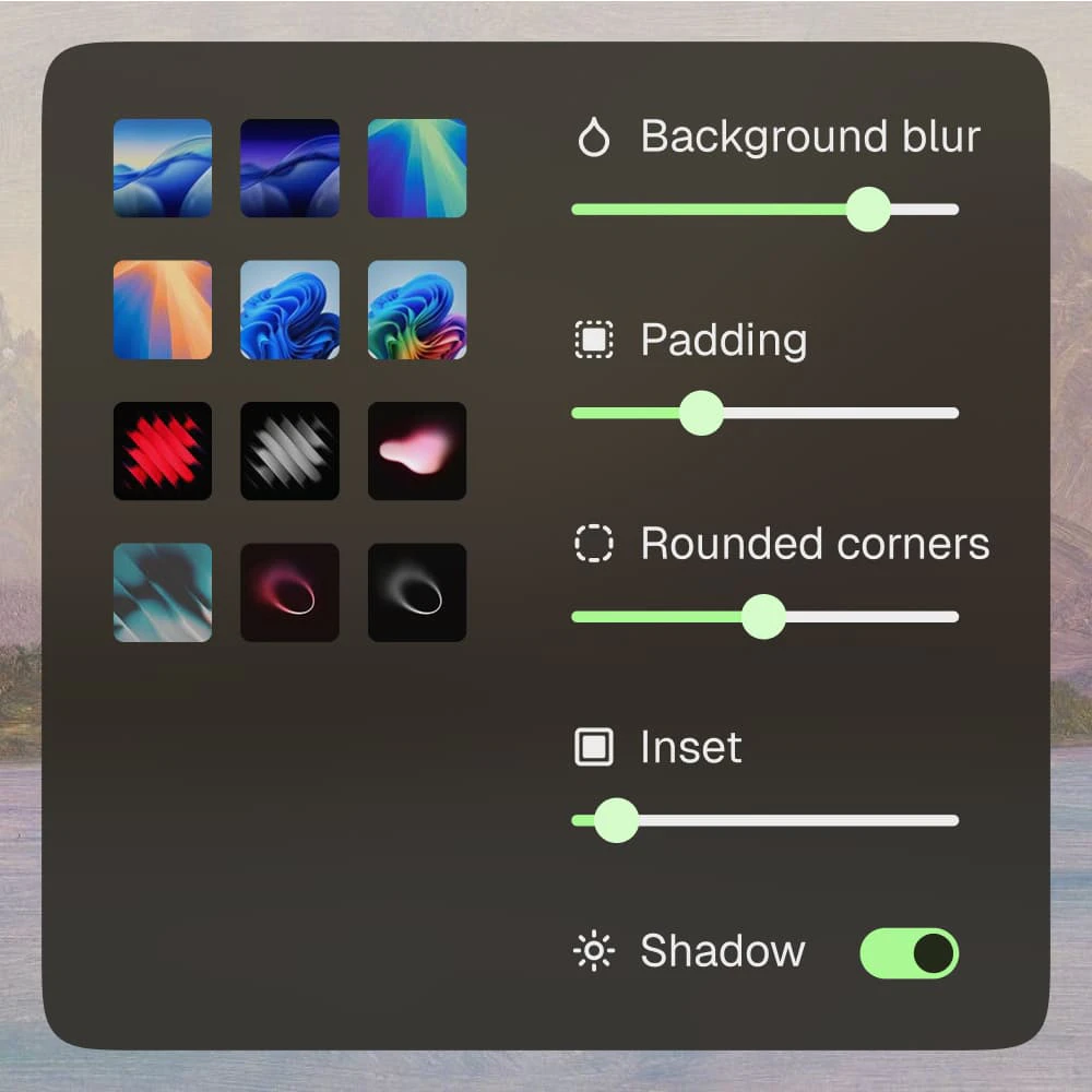 Motion product interface showcasing background settings