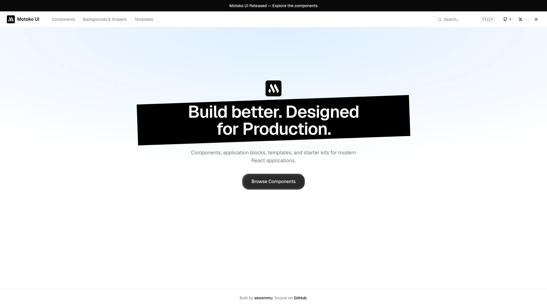 Motokoui website screenshot showing Todo lo que necesitas para construir apl... interface and features