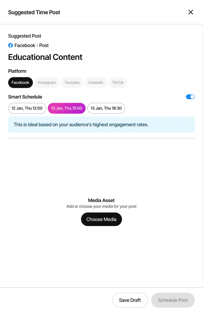 Munch content planner interface