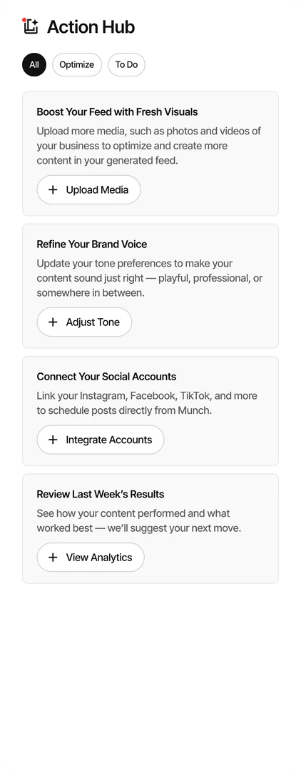 Munchstudio feature demonstration showing content generation