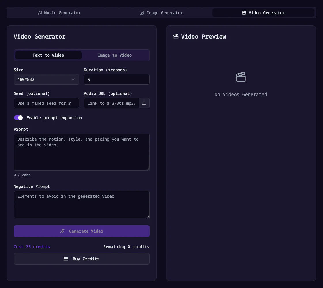 Musid AI video generator feature demonstration