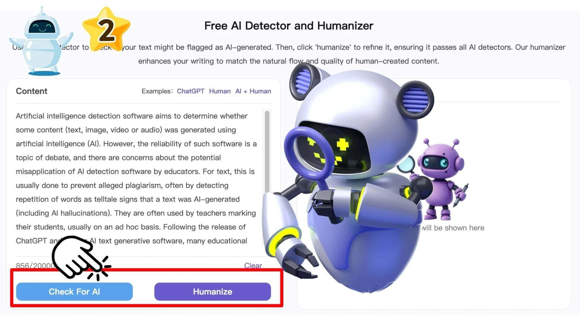 Mydetectorai step 2: Click the check button