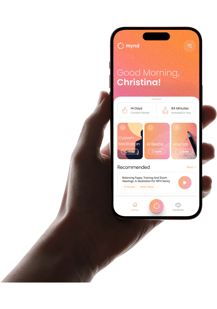 Myndai product overview showing personalized mental wellness features