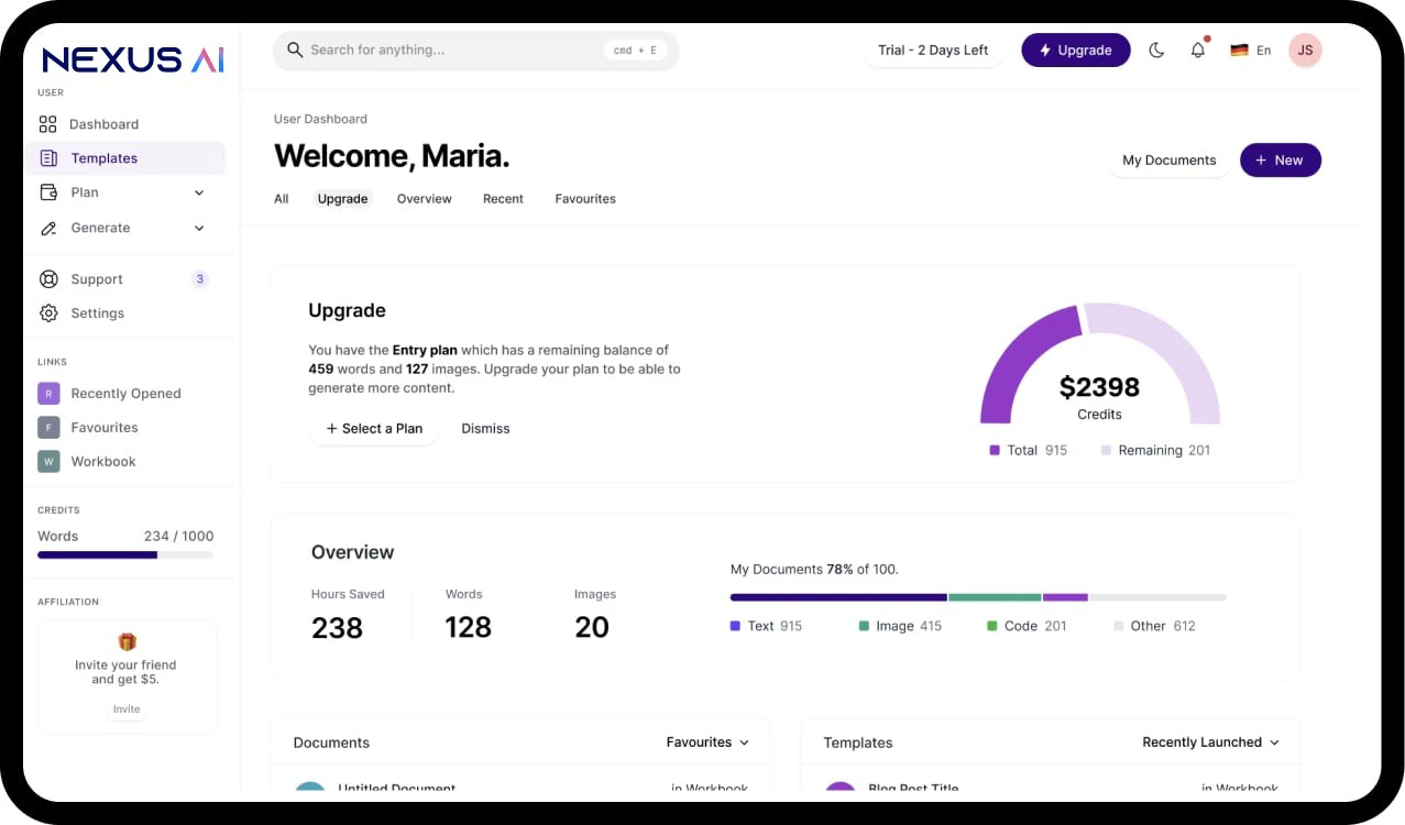 Nexus AI product overview and interface
