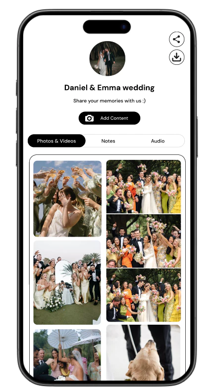 MyQRalbum upload page mockup