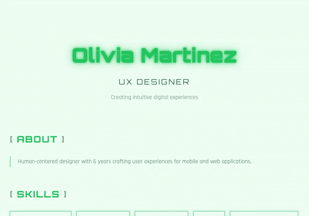 Myrefolio neon template demonstration